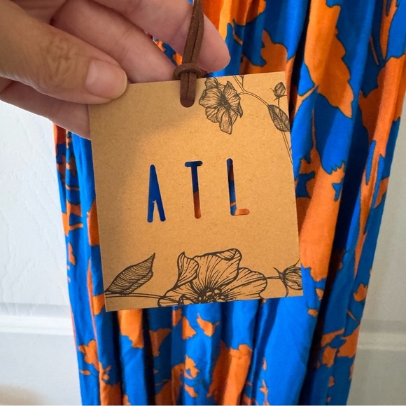 Anthropology ABEL THE LABEL Charlotte Floral Boho Halter Blue Long Maxi Dress M - Picture 8 of 12